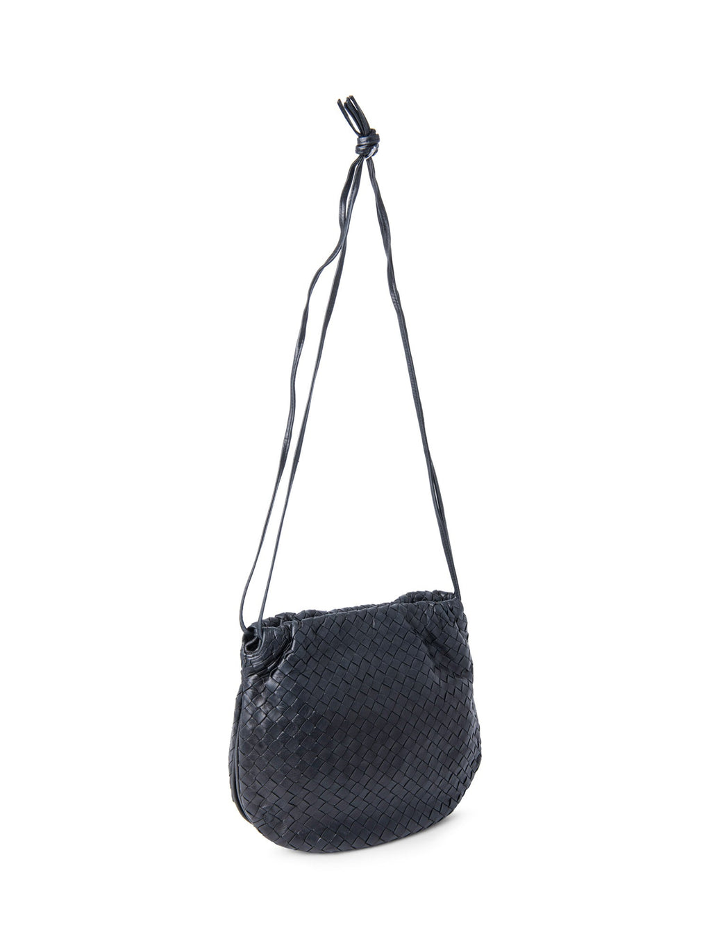 Bottega Veneta Vintage Intrecciato Leather Messenger Bag Black