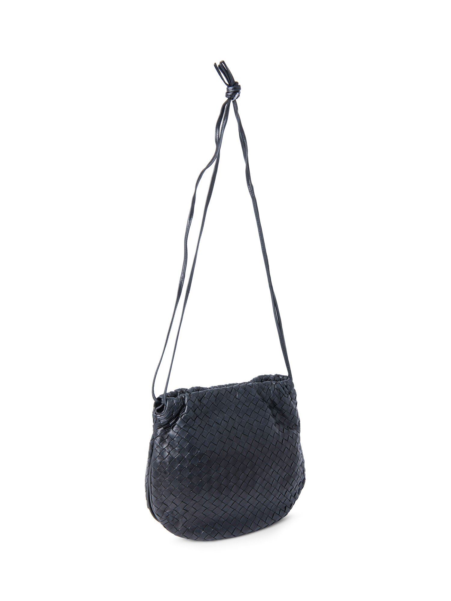 Bottega Veneta Vintage Intrecciato Leather Messenger Bag Black