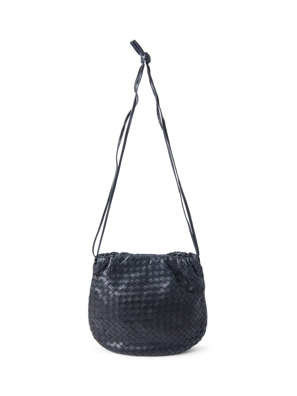 Bottega Veneta Vintage Intrecciato Leather Messenger Bag Black