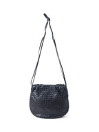 Bottega Veneta Vintage Intrecciato Leather Messenger Bag Black