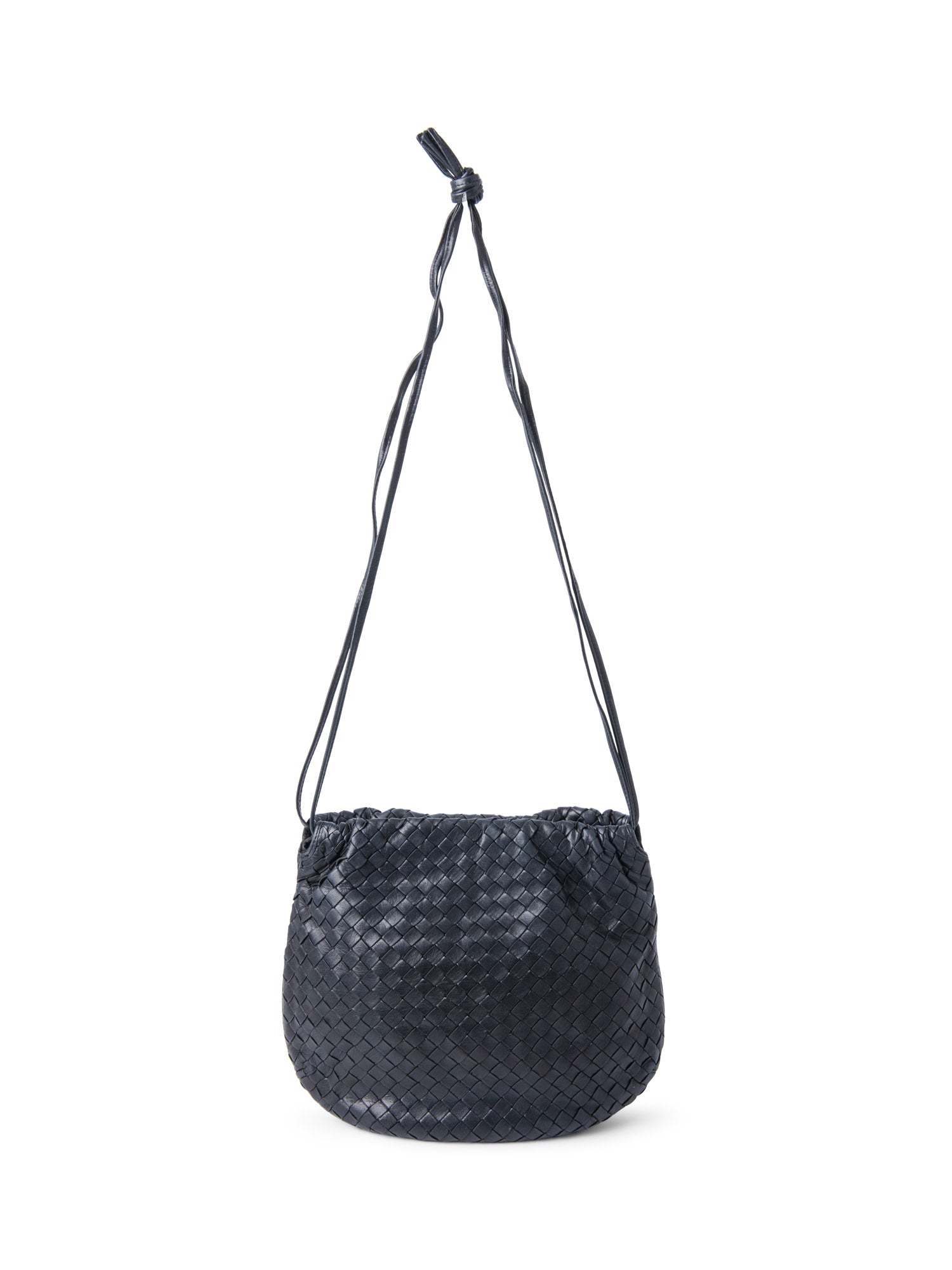 Bottega Veneta Vintage Intrecciato Leather Messenger Bag Black