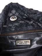 Bottega Veneta Vintage Intrecciato Leather Messenger Bag Black