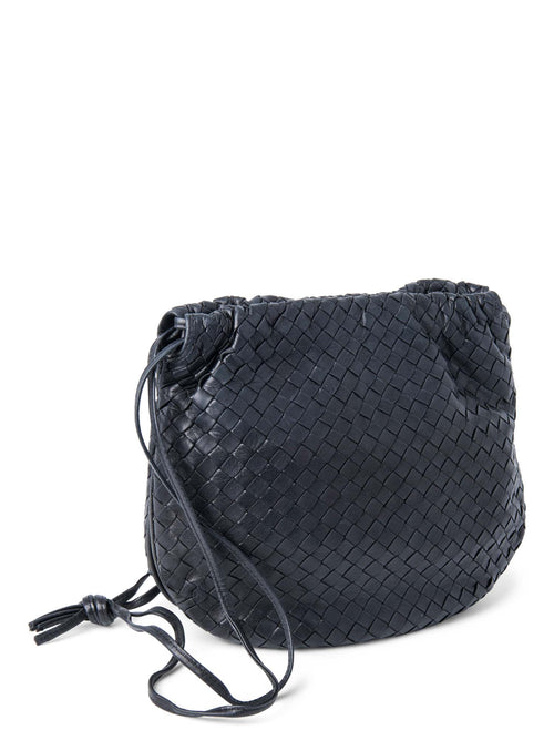 Bottega Veneta Vintage Intrecciato Leather Messenger Bag Black