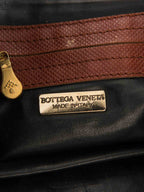 Bottega Veneta Vintage Leather Duffle Weekender Bag Black Brown