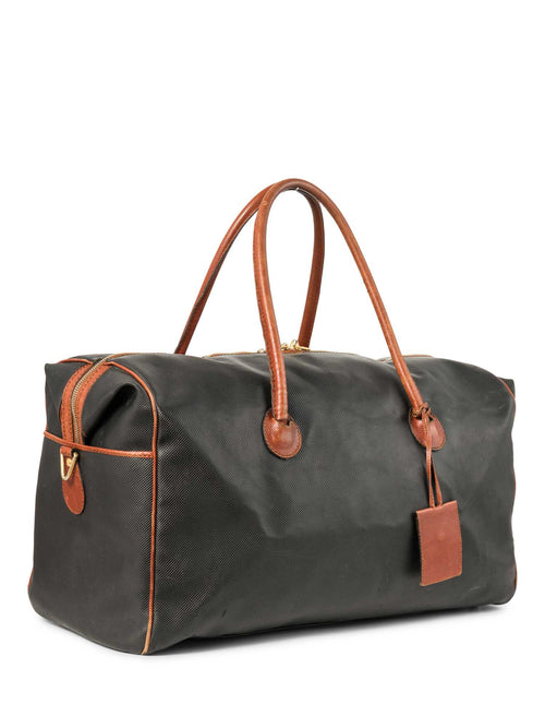 Bottega Veneta Vintage Leather Duffle Weekender Bag Black Brown