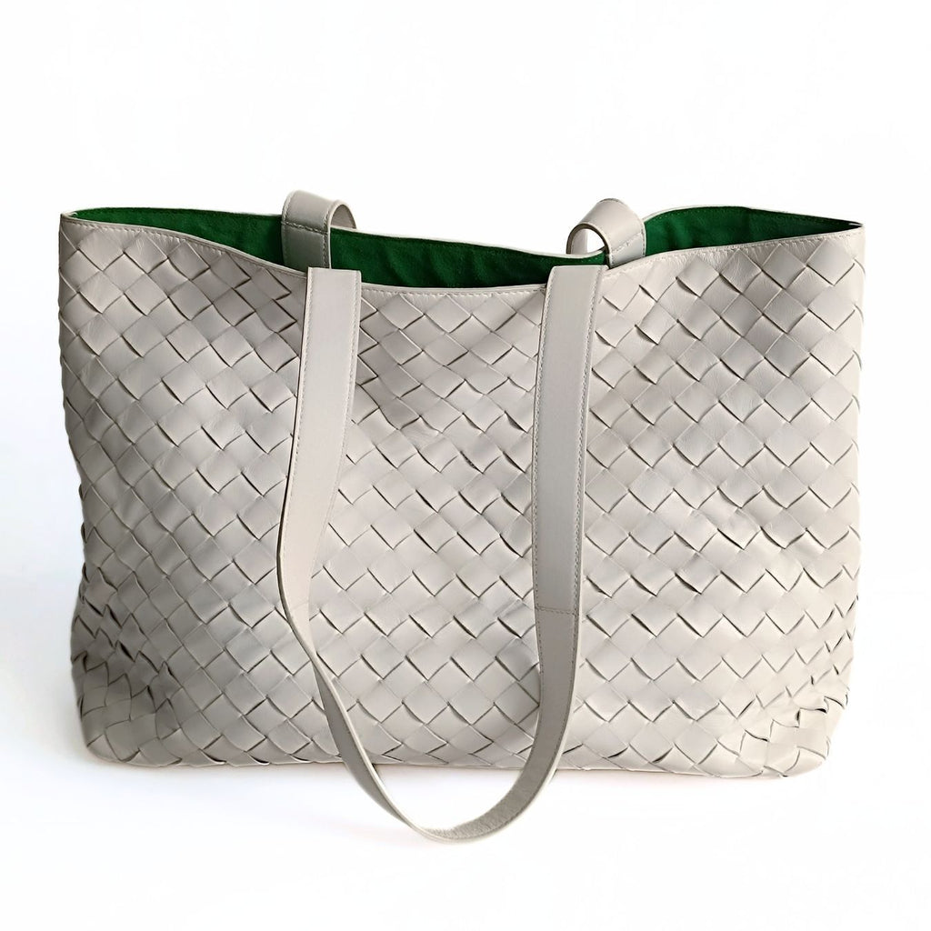 BOTTEGA VENETA Bottega Veneta Bottega Veneta woven maxi shopper bag in white leather