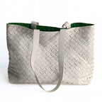 BOTTEGA VENETA Bottega Veneta Bottega Veneta woven maxi shopper bag in white leather