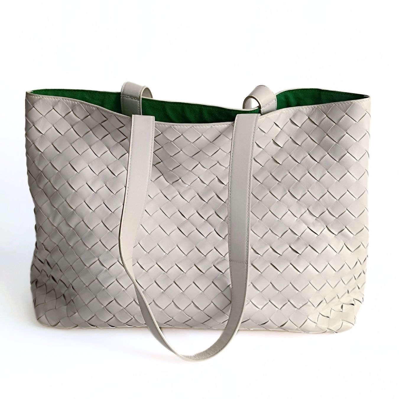 BOTTEGA VENETA Bottega Veneta Bottega Veneta woven maxi shopper bag in white leather