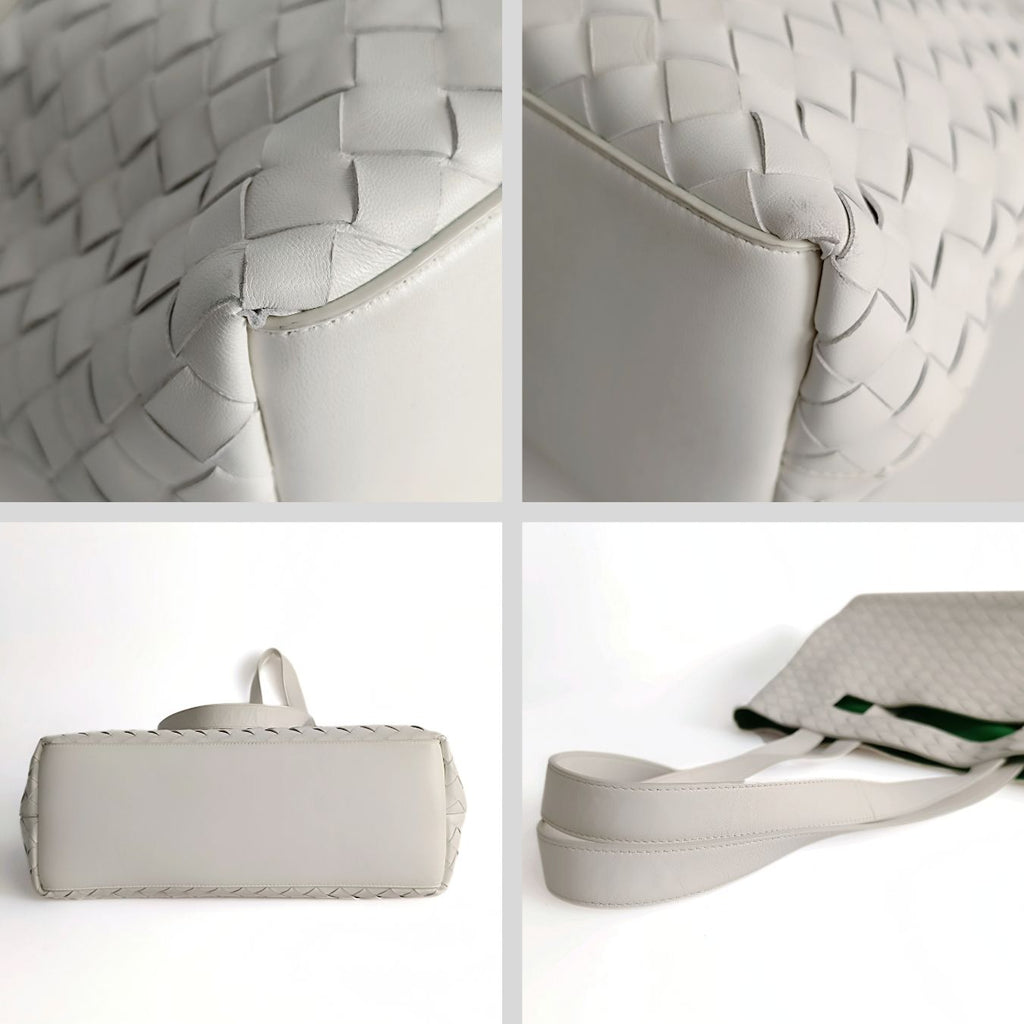 BOTTEGA VENETA Bottega Veneta Bottega Veneta woven maxi shopper bag in white leather