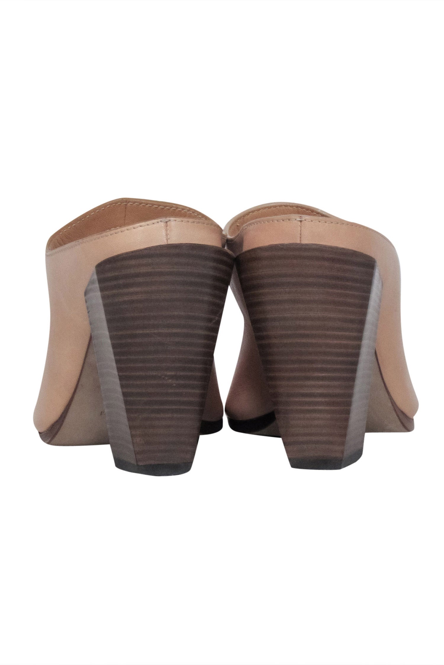 Burberry - Beige Leather Open Toe "Kiersten" Mule Heels Sz 8.5