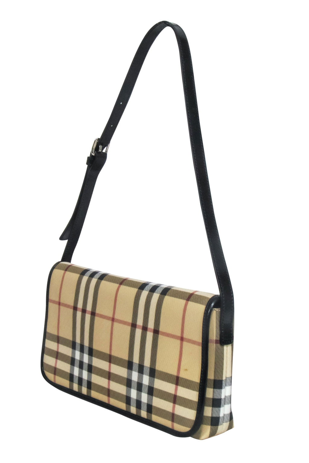 Burberry - Beige Signature Plaid Haymarket Baguette Shoulder Bag