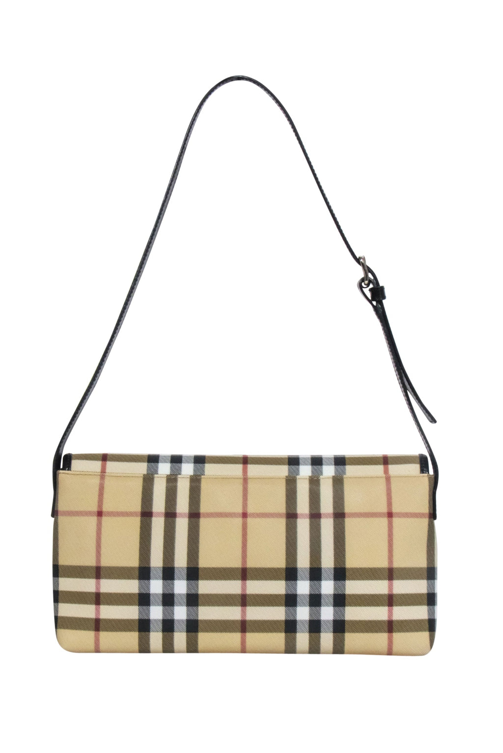 Burberry - Beige Signature Plaid Haymarket Baguette Shoulder Bag
