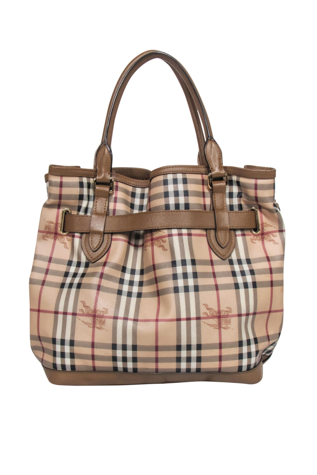 Burberry - Beige Signature Plaid Large Bucket Bag