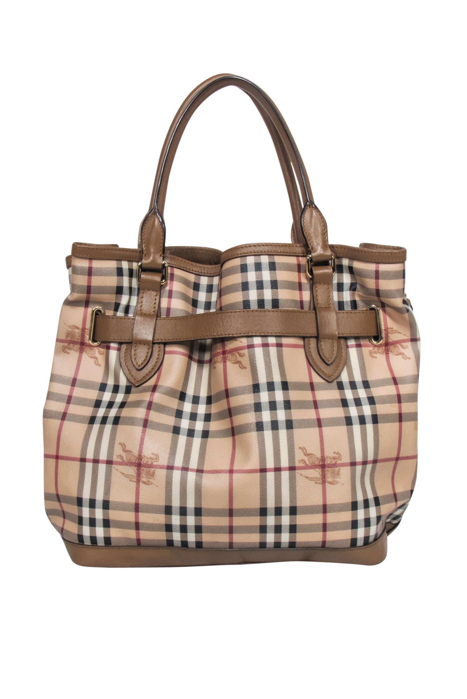 Burberry - Beige Signature Plaid Large Bucket Bag