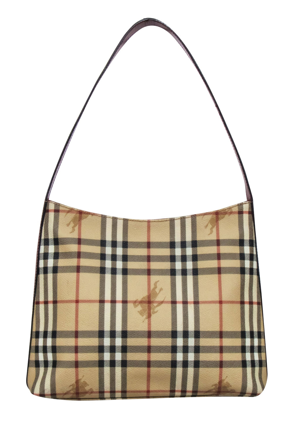 Burberry - Beige Signature Plaid Logo Shoulder Bag