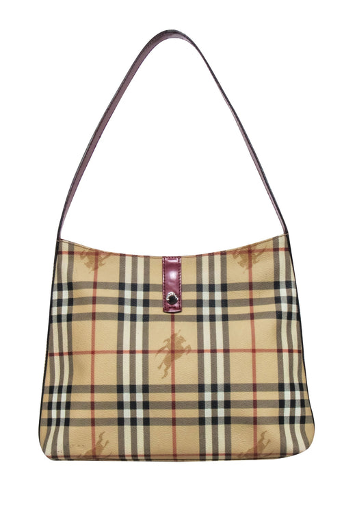 Burberry - Beige Signature Plaid Logo Shoulder Bag