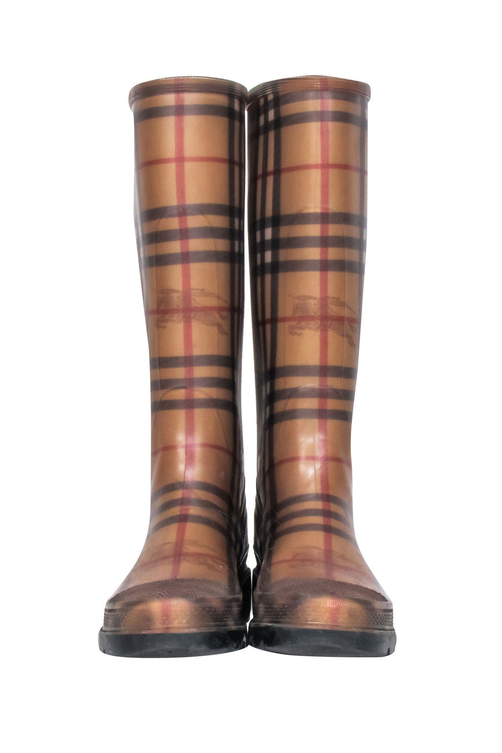 Burberry - Beige Signature Plaid Rubber Rainboots Sz 6