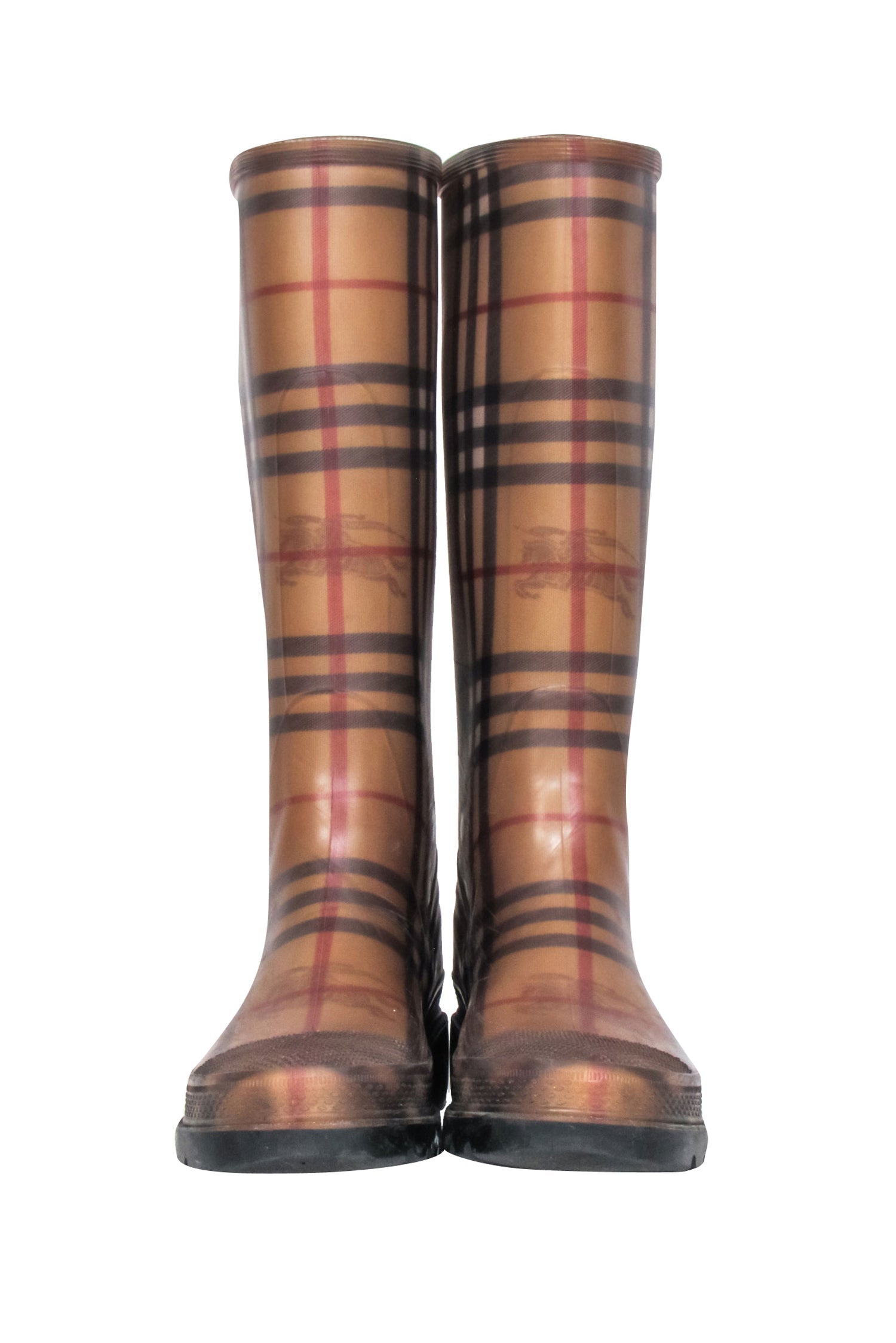 Burberry - Beige Signature Plaid Rubber Rainboots Sz 6