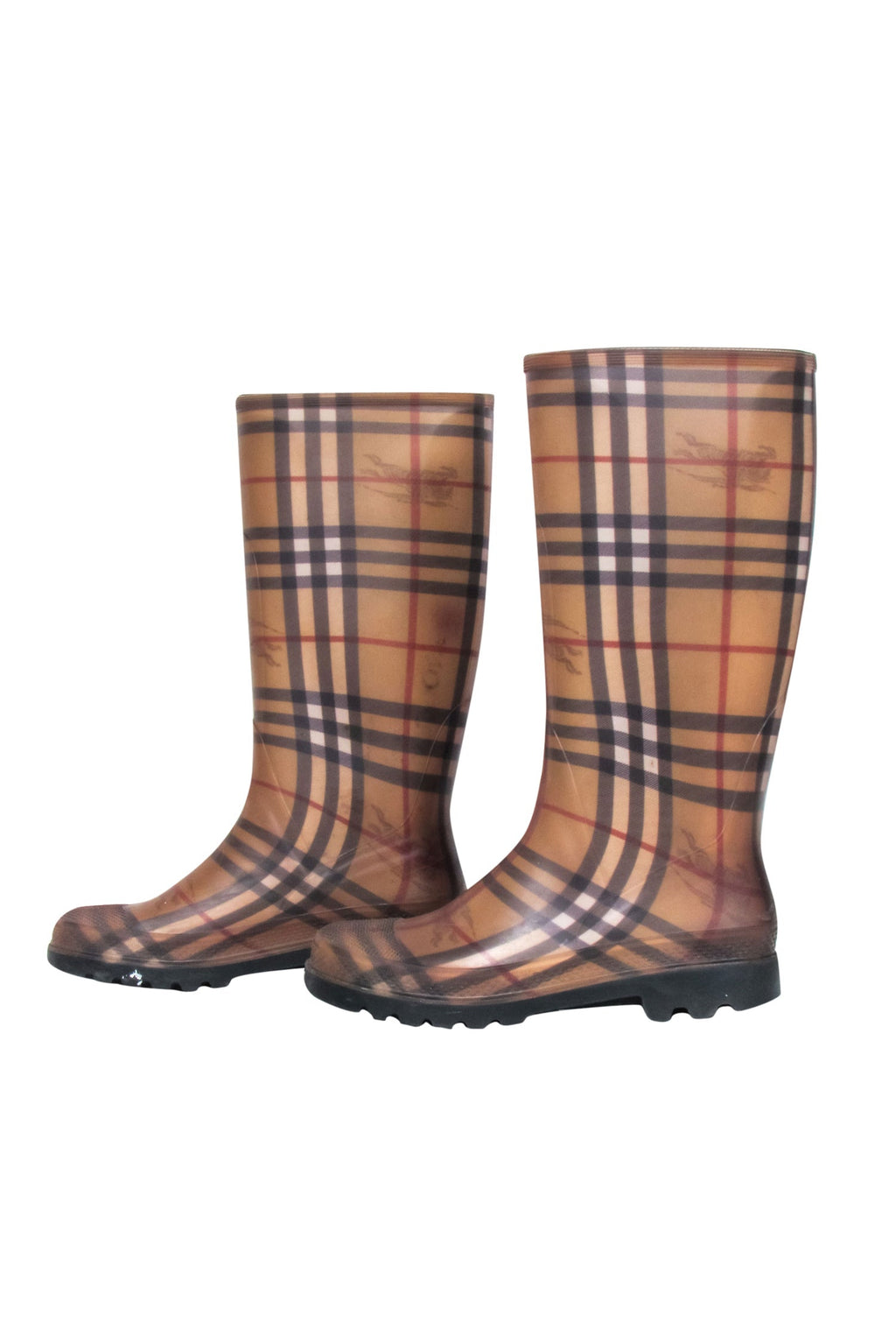 Burberry - Beige Signature Plaid Rubber Rainboots Sz 6
