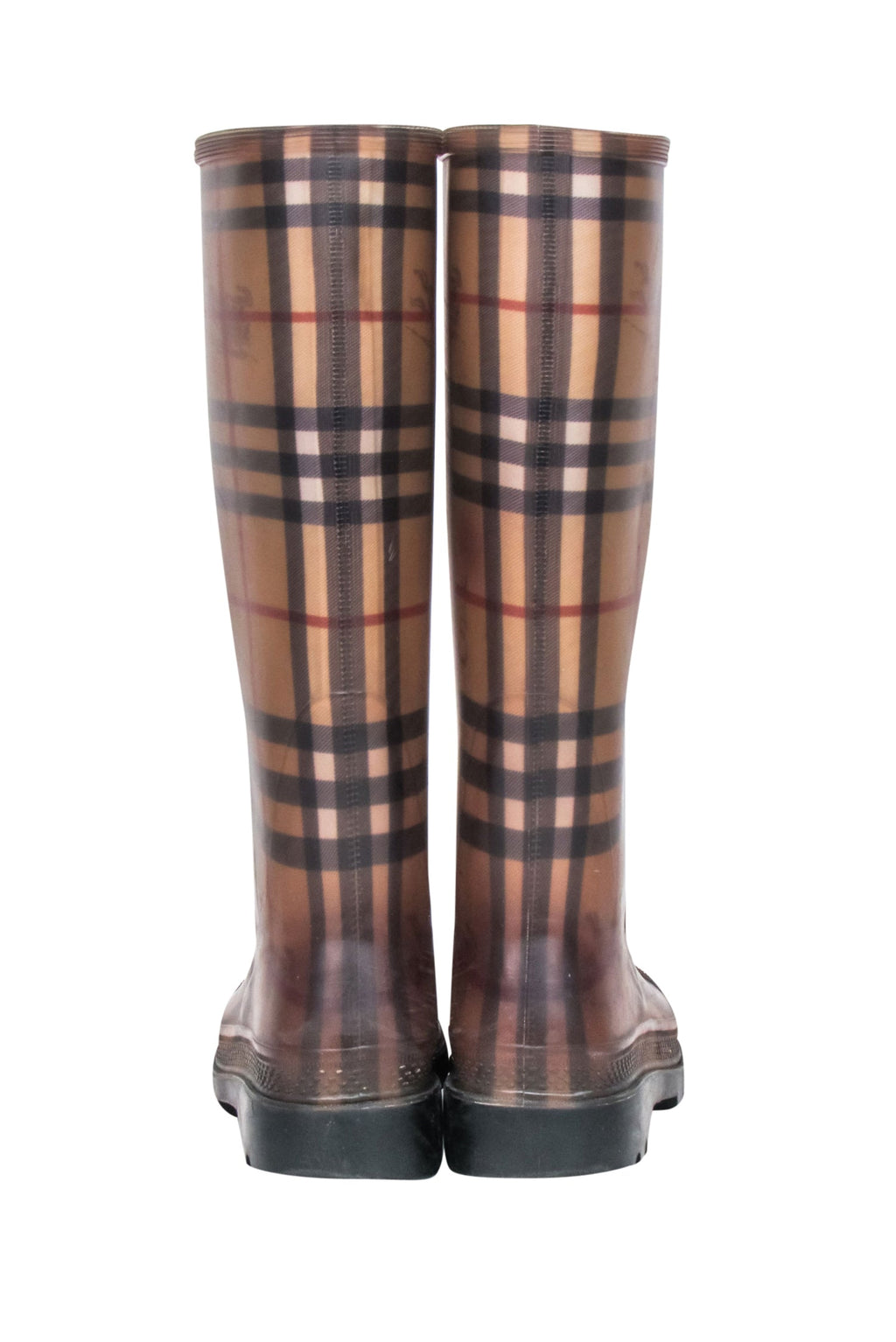 Burberry - Beige Signature Plaid Rubber Rainboots Sz 6
