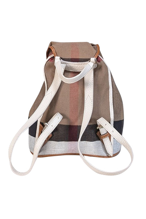 Burberry - Beige Signature Plaid Woven Canvas Drawstring Mini Backpack