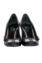 Burberry - Black & Beige Tartan Print Pumps w/ Leather Trim Sz 9
