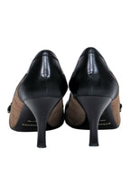 Burberry - Black & Beige Tartan Print Pumps w/ Leather Trim Sz 9