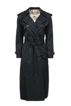 Burberry - Black Double Breasted Belted Longline Trench Coat w/ Removable Lining Sz 4