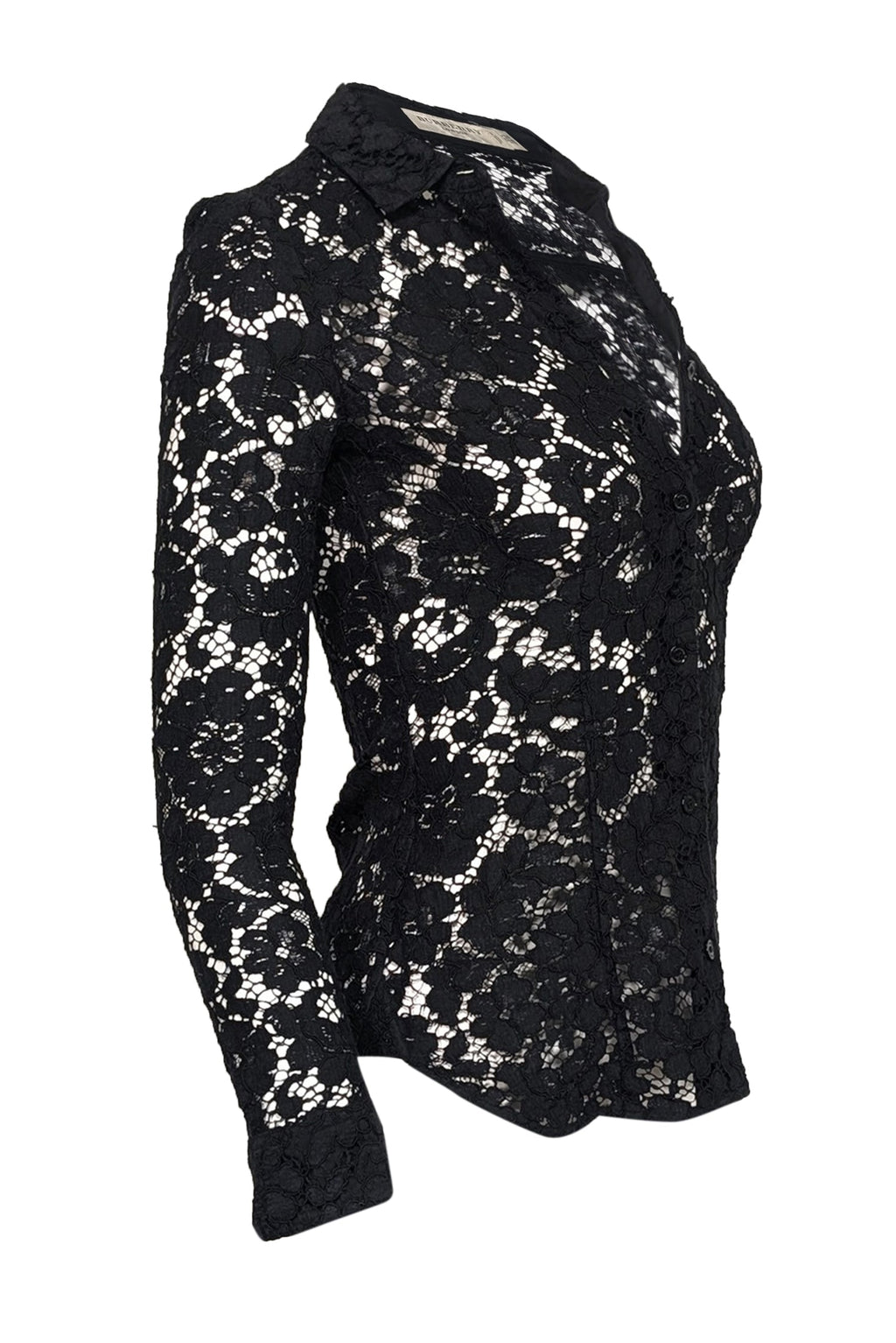Burberry - Black Lace Button Front Shirt Sz 2