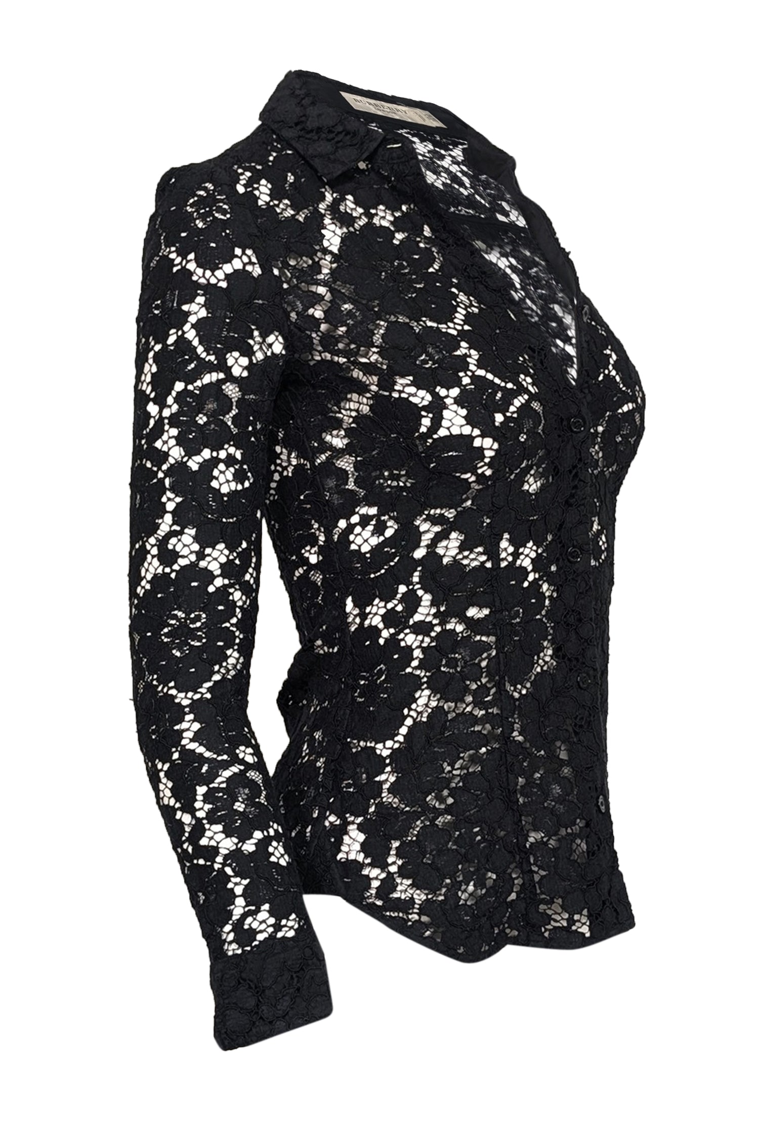 Burberry - Black Lace Button Front Shirt Sz 2