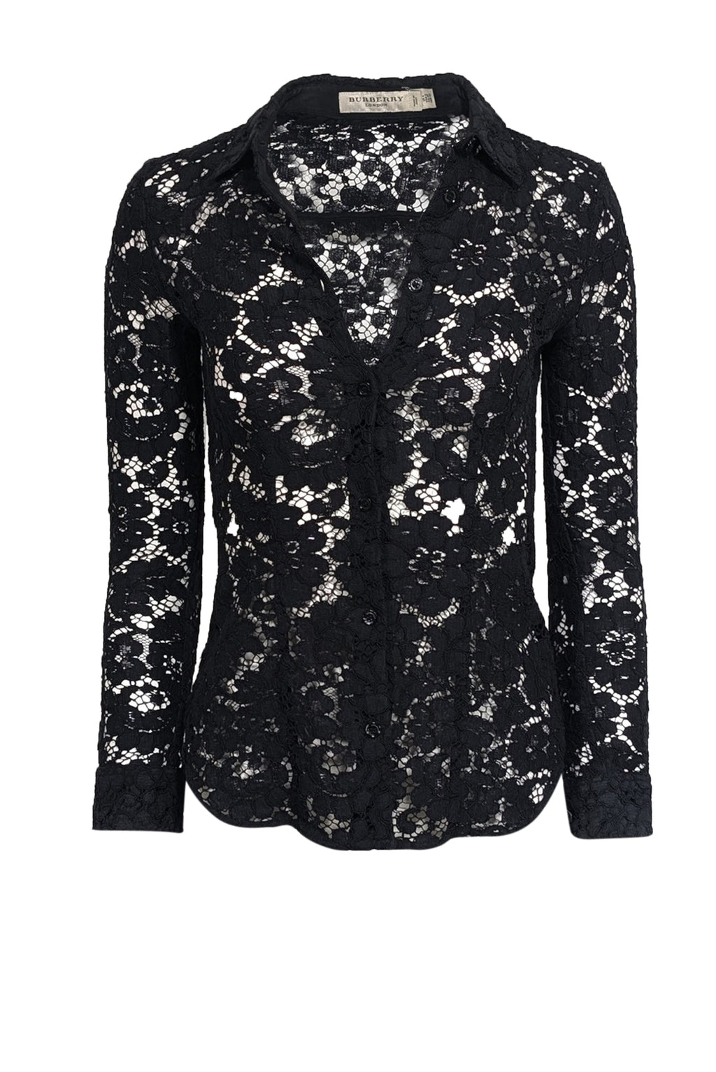 Burberry - Black Lace Button Front Shirt Sz 2