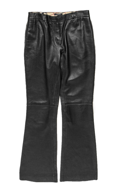 Burberry - Black Leather Bootcut Pants Sz 8