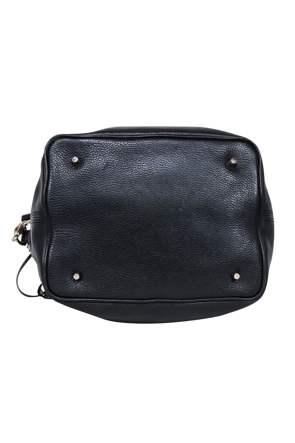 Burberry - Black Leather Large Bucket Bag w/ Signature Plaid Trim