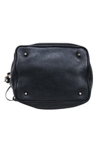 Burberry - Black Leather Large Bucket Bag w/ Signature Plaid Trim