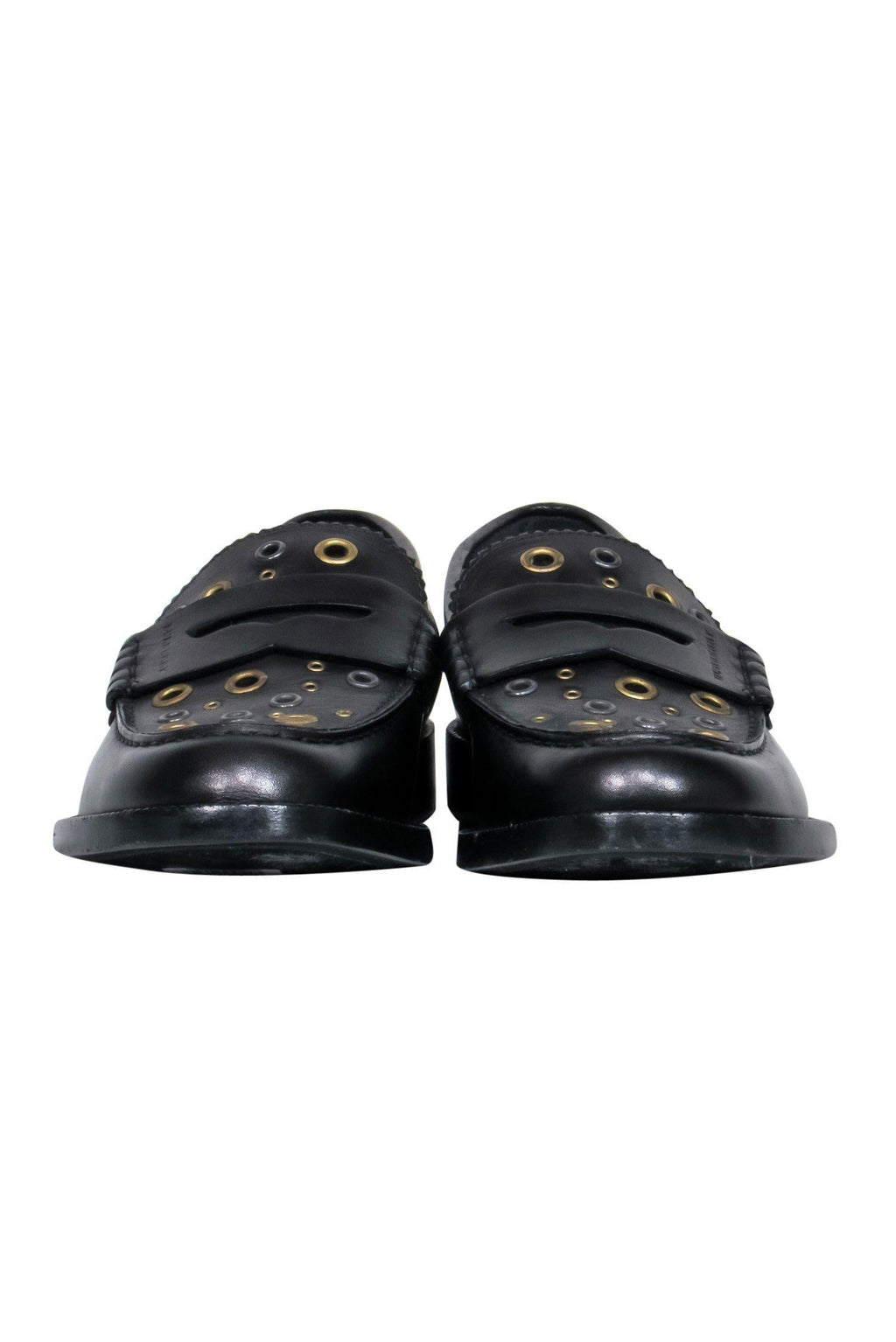 Burberry - Black Leather Loafers w/ Grommet Design Sz 9