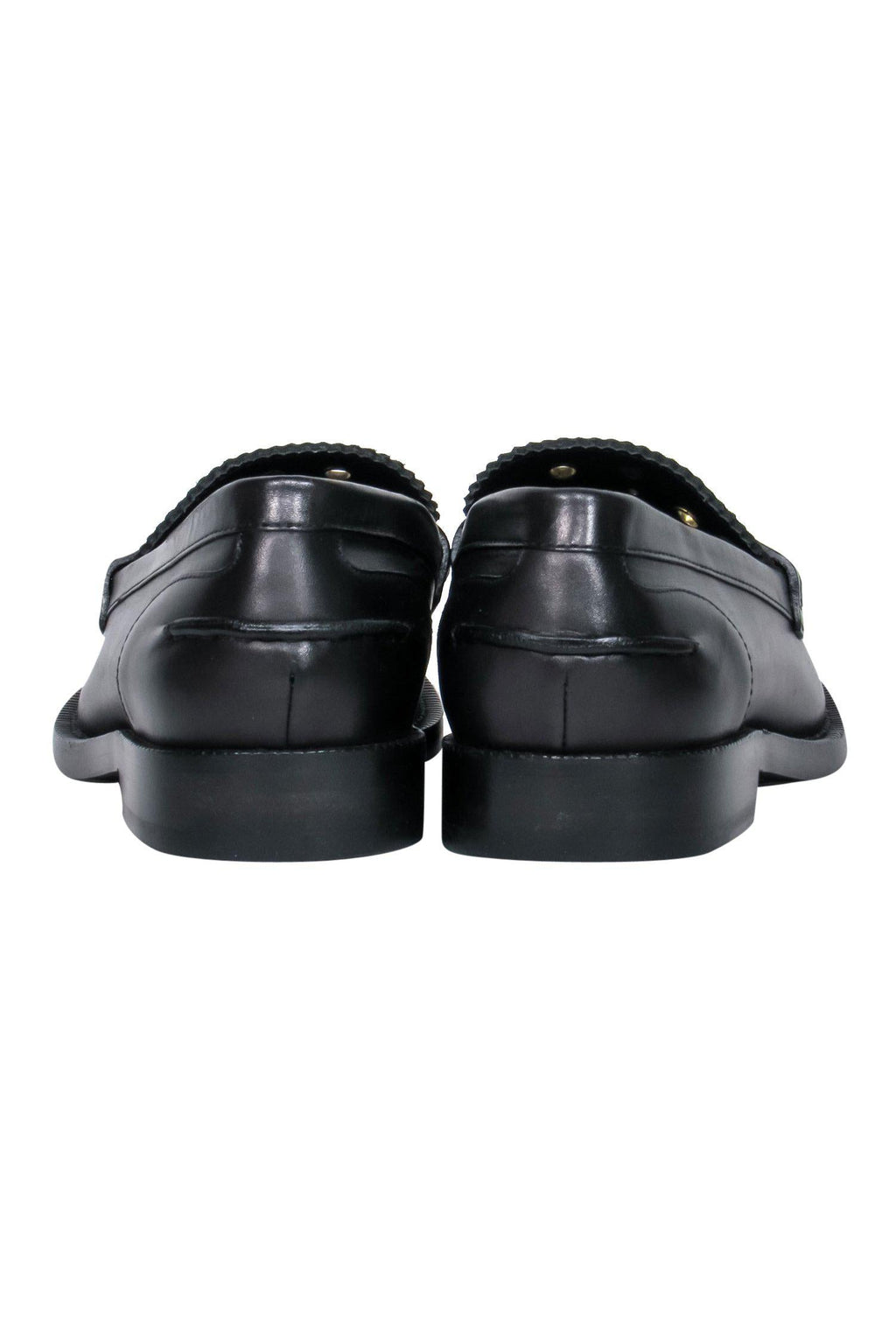 Burberry - Black Leather Loafers w/ Grommet Design Sz 9