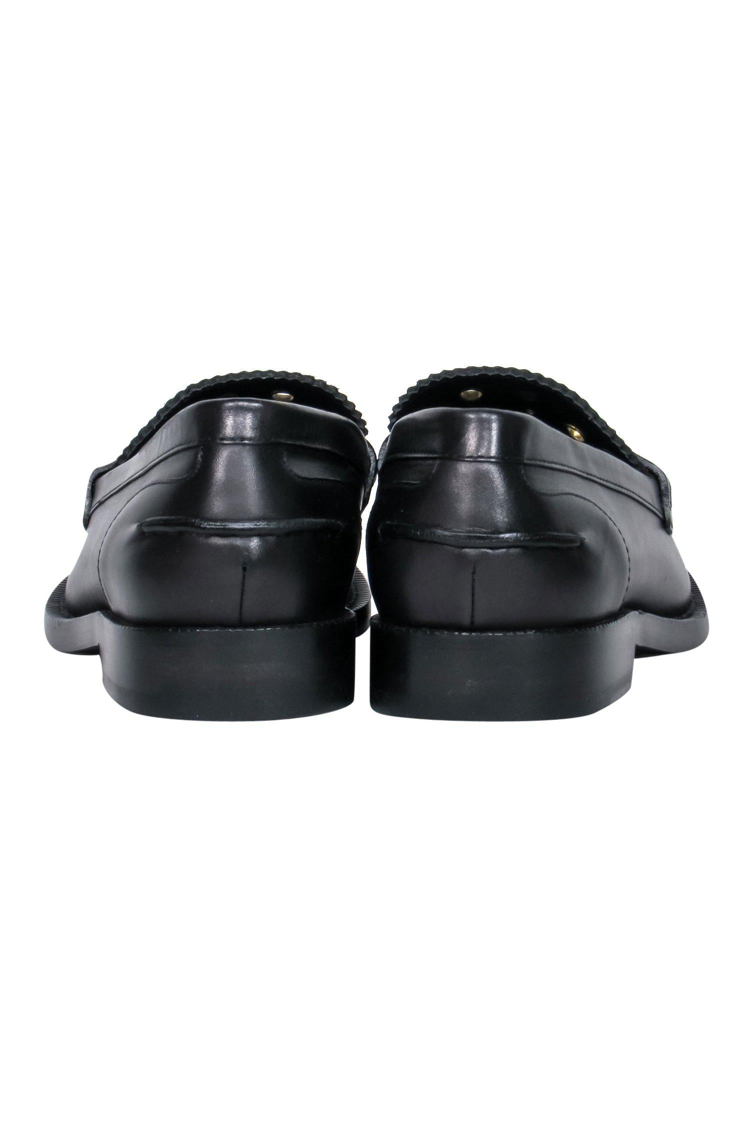 Burberry - Black Leather Loafers w/ Grommet Design Sz 9