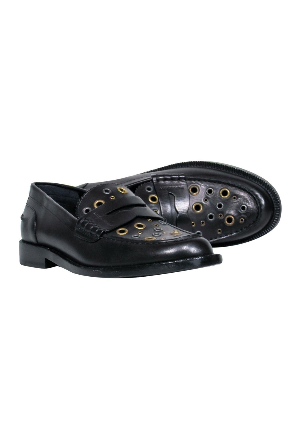 Burberry - Black Leather Loafers w/ Grommet Design Sz 9