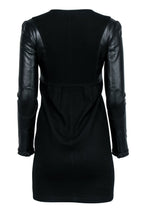 Burberry - Black Leather Long Sleeve Mini Dress Sz 2