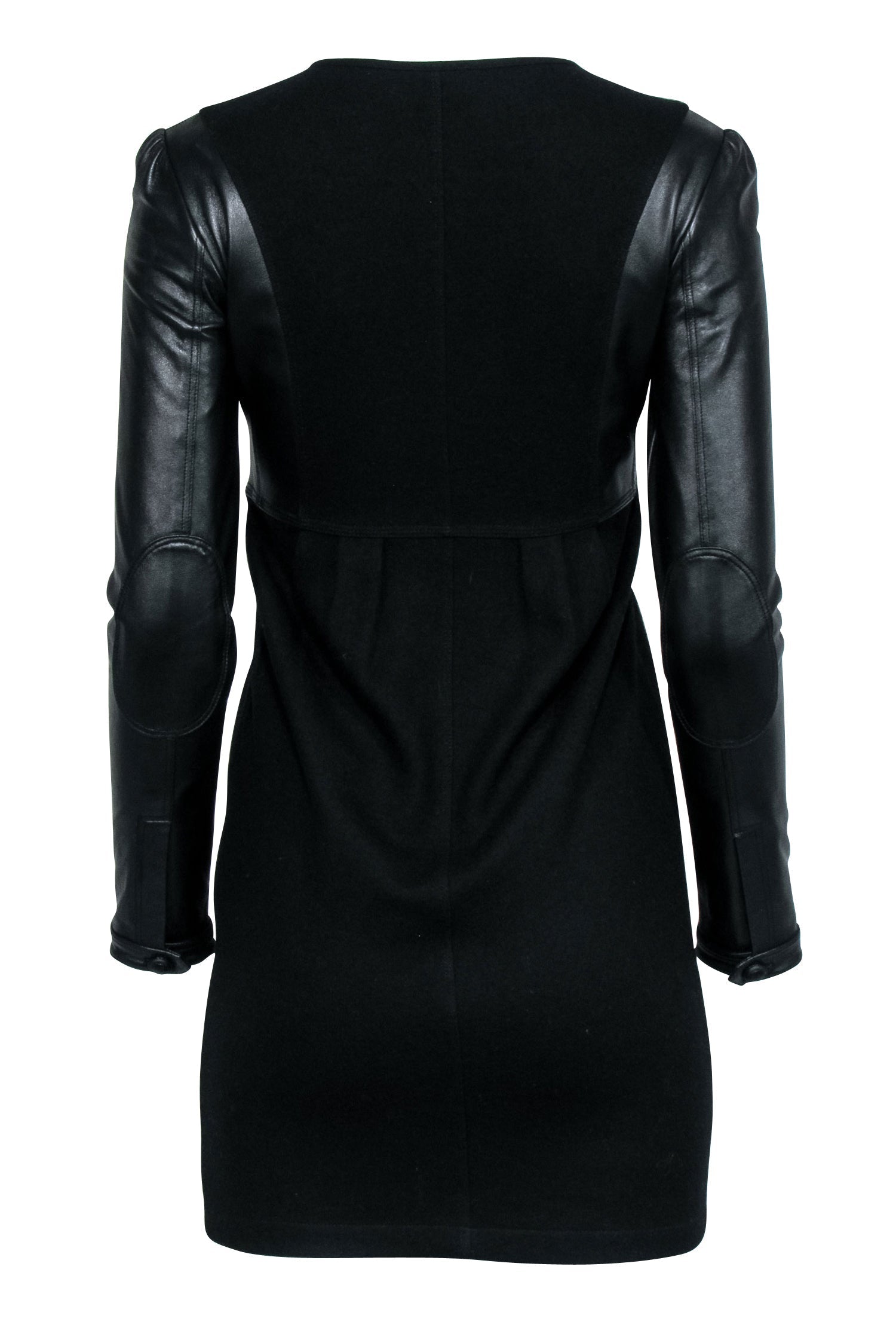 Burberry - Black Leather Long Sleeve Mini Dress Sz 2