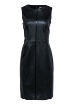 Burberry - Black Leather Sleeveless Paneled Sheath Dress Sz 12