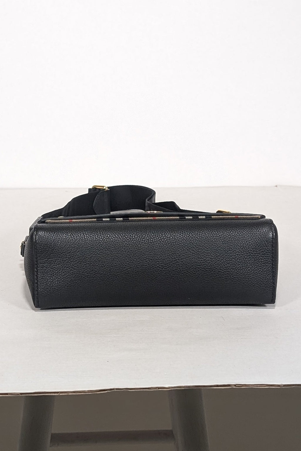 Burberry - Black Leather & Vintage Check Note Crossbody Bag