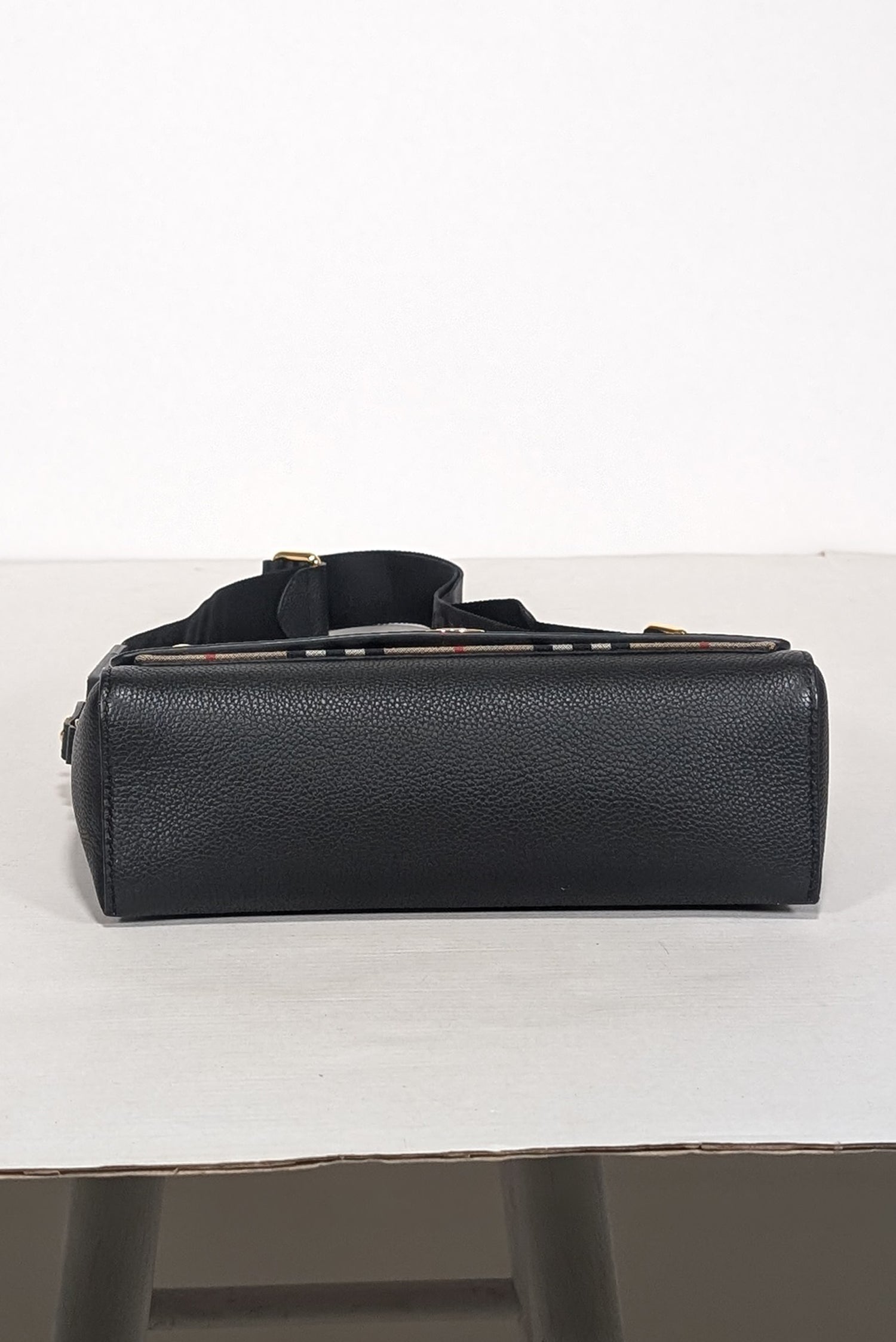 Burberry - Black Leather & Vintage Check Note Crossbody Bag