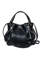 Burberry - Black Leather w/ Signature Plaid Sides Crossbody Bag