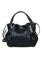 Burberry - Black Leather w/ Signature Plaid Sides Crossbody Bag