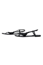 Burberry - Black Patent Leather T-Strap Sandals w/ Chain Design Sz 8