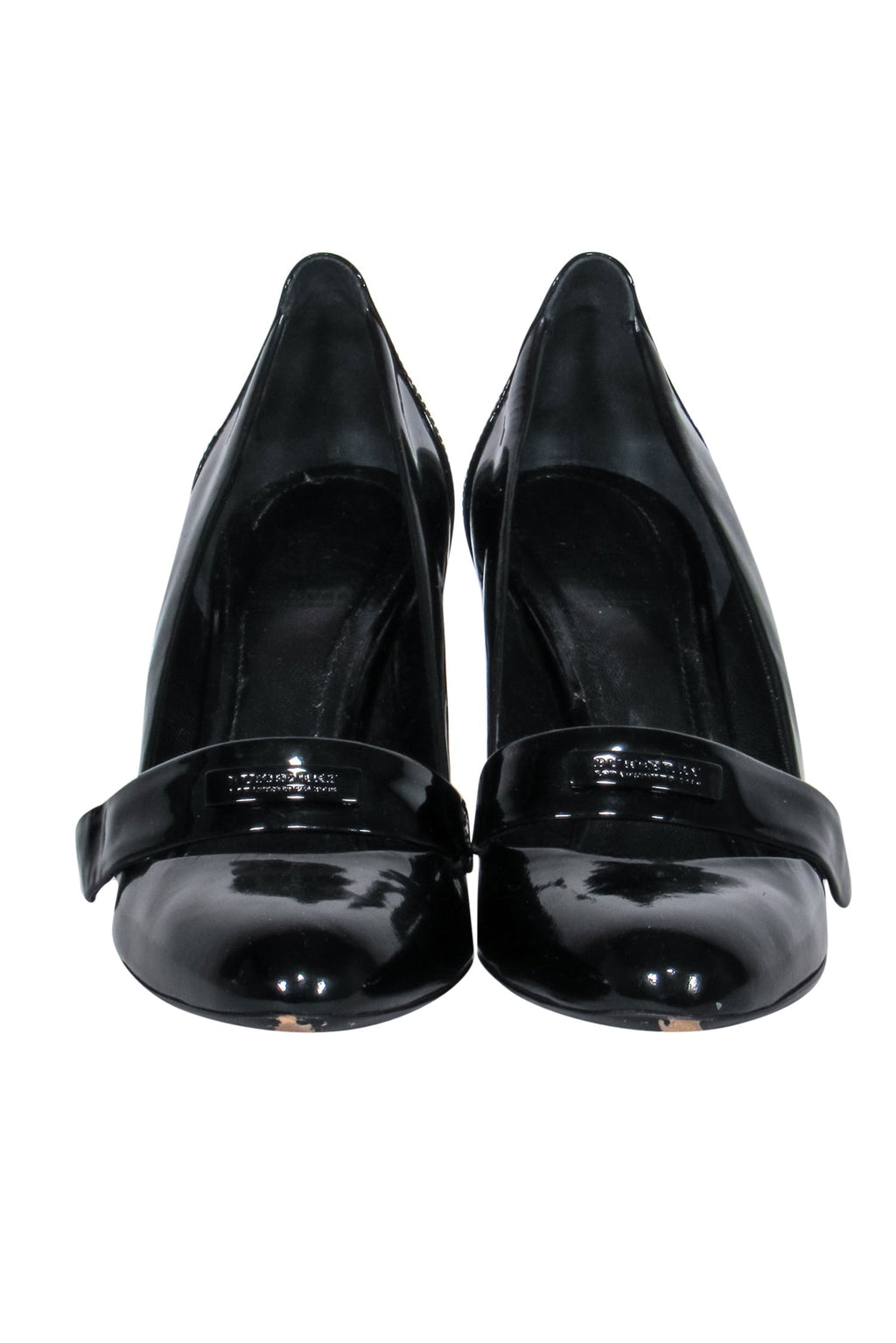 Burberry - Black Patent Logo Strap Heels Sz 6.5