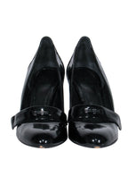 Burberry - Black Patent Logo Strap Heels Sz 6.5