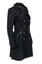 Burberry - Black Quilted Double Breasted Trench Coat w/ Belt Sz 2