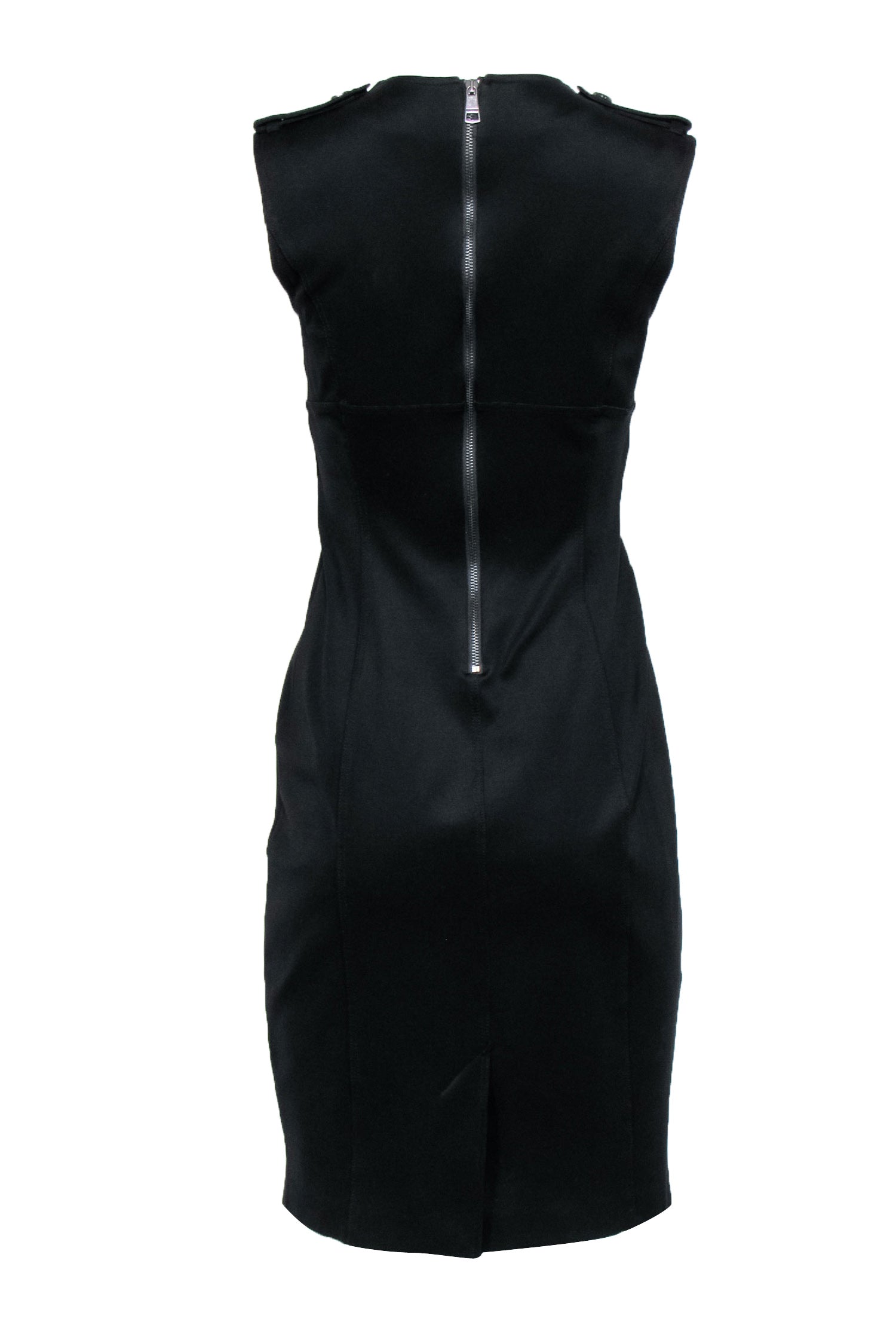 Burberry - Black Sleeveless Sheath Dress w/ Epaulette Shoulder Sz 8